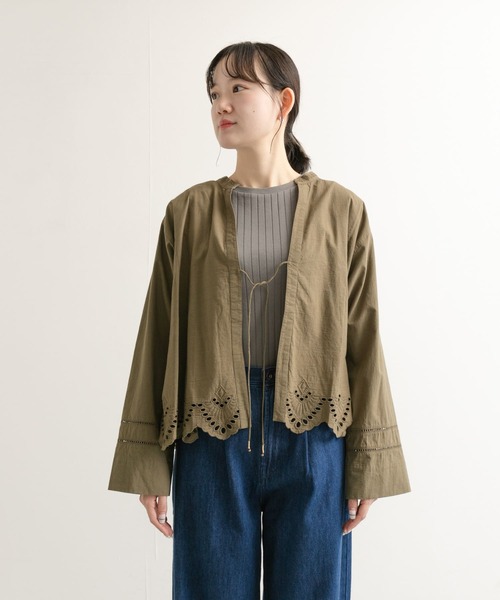 セール】レース刺繍Vネックカーディガン（Tシャツ/カットソー