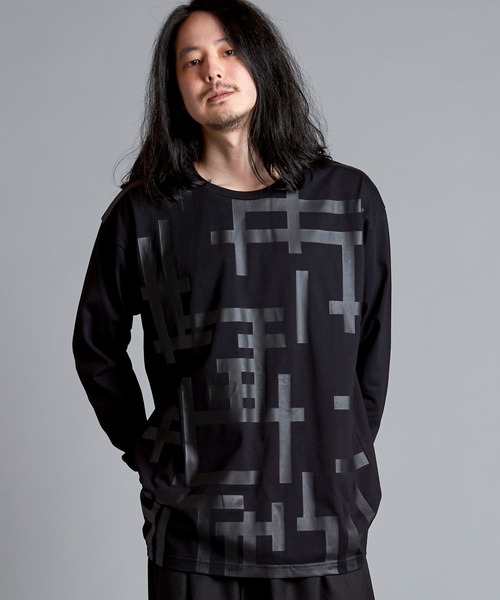 NO ID.（ノーアイディ）の「【NO ID.】Geometric Print Big Pullover / ジオメトリック プリント ビッグ プルオーバー（Tシャツ/カットソー・メンズ・グレー/ブラック/ホワイト・ONE SIZE）」の13枚目の写真