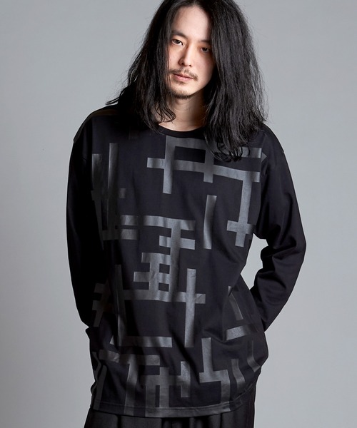 NO ID.（ノーアイディ）の「【NO ID.】Geometric Print Big Pullover / ジオメトリック プリント ビッグ プルオーバー（Tシャツ/カットソー・メンズ・グレー/ブラック/ホワイト・ONE SIZE）」の14枚目の写真
