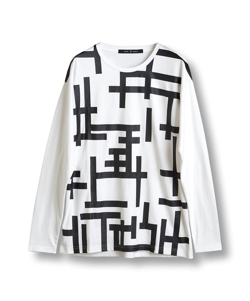 NO ID.（ノーアイディ）の「【NO ID.】Geometric Print Big Pullover / ジオメトリック プリント ビッグ プルオーバー（Tシャツ/カットソー・メンズ・グレー/ブラック/ホワイト・ONE SIZE）」の18枚目の写真