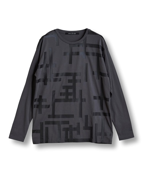 NO ID.（ノーアイディ）の「【NO ID.】Geometric Print Big Pullover / ジオメトリック プリント ビッグ プルオーバー（Tシャツ/カットソー・メンズ・グレー/ブラック/ホワイト・ONE SIZE）」の7枚目の写真