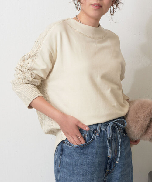 Jena espace merveilleux(ジェナ エスパスメルヴェイユ)の「裏毛ニットドッキングプルオーバー(Tシャツ/カットソー・レディース・ブラック/グレー/アイボリー・FREE)」の2枚目の写真