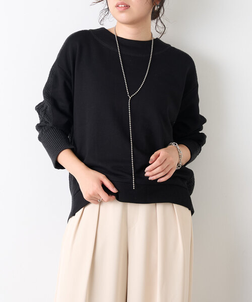 Jena espace merveilleux(ジェナ エスパスメルヴェイユ)の「裏毛ニットドッキングプルオーバー(Tシャツ/カットソー・レディース・ブラック/グレー/アイボリー・FREE)」の3枚目の写真