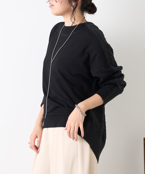 Jena espace merveilleux(ジェナ エスパスメルヴェイユ)の「裏毛ニットドッキングプルオーバー(Tシャツ/カットソー・レディース・ブラック/グレー/アイボリー・FREE)」の4枚目の写真