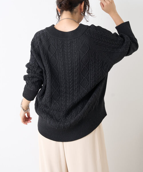 Jena espace merveilleux(ジェナ エスパスメルヴェイユ)の「裏毛ニットドッキングプルオーバー(Tシャツ/カットソー・レディース・ブラック/グレー/アイボリー・FREE)」の5枚目の写真
