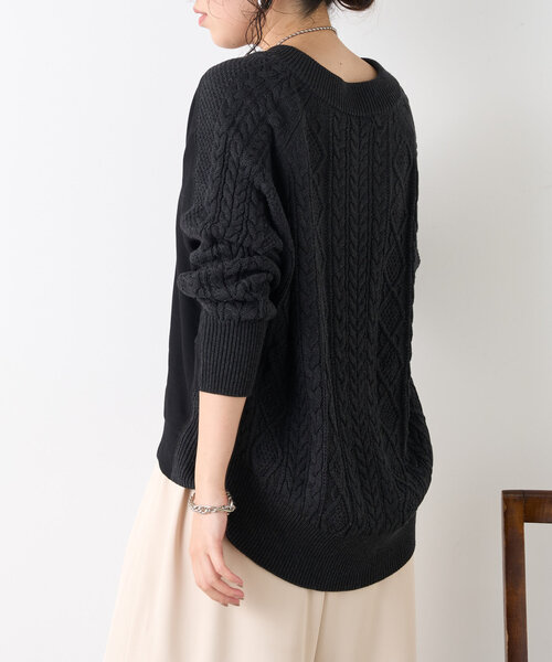Jena espace merveilleux(ジェナ エスパスメルヴェイユ)の「裏毛ニットドッキングプルオーバー(Tシャツ/カットソー・レディース・ブラック/グレー/アイボリー・FREE)」の15枚目の写真