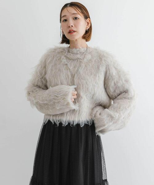 F by ROSSO（エフバイロッソ）の「F by ROSSO　シープドッグシャギー2WAYニット（カーディガン/ボレロ・レディース・ベージュ系その他/グレー・FREE）」の2枚目の写真