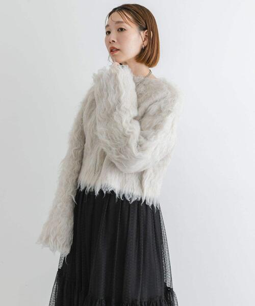 F by ROSSO（エフバイロッソ）の「F by ROSSO　シープドッグシャギー2WAYニット（カーディガン/ボレロ・レディース・ベージュ系その他/グレー・FREE）」の19枚目の写真