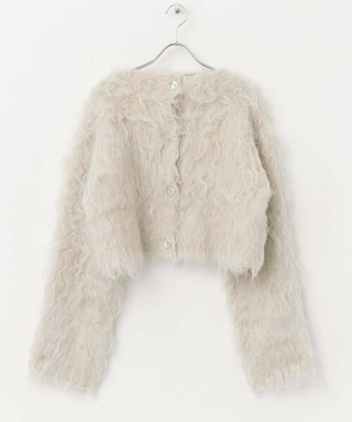 F by ROSSO（エフバイロッソ）の「F by ROSSO　シープドッグシャギー2WAYニット（カーディガン/ボレロ・レディース・ベージュ系その他/グレー・FREE）」の4枚目の写真