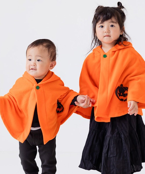 chil2（チルツー）の「ハロウィン 仮装衣装 マント（ポンチョ・キッズ・オレンジ・80-95cm/100-110cm）」の2枚目の写真