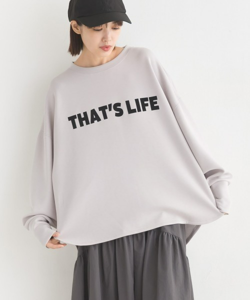 OMNES(オムネス)の「ソフトダンボールニットフロッキープリントプルオーバー(Tシャツ/カットソー・レディース・チャコール/グレイッシュベージュ/モカ/オフホワイト/ブラック・FREE)」の5枚目の写真