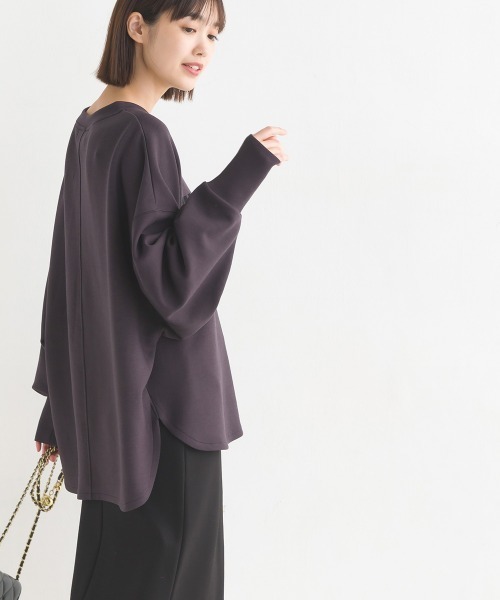 OMNES(オムネス)の「ソフトダンボールニットフロッキープリントプルオーバー(Tシャツ/カットソー・レディース・チャコール/グレイッシュベージュ/モカ/オフホワイト/ブラック・FREE)」の21枚目の写真