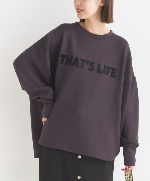 OMNES(オムネス)の「ソフトダンボールニットフロッキープリントプルオーバー(Tシャツ/カットソー・レディース・チャコール/グレイッシュベージュ/モカ/オフホワイト/ブラック・FREE)」の22枚目の写真