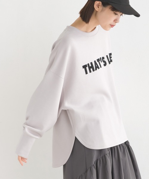 OMNES(オムネス)の「ソフトダンボールニットフロッキープリントプルオーバー(Tシャツ/カットソー・レディース・チャコール/グレイッシュベージュ/モカ/オフホワイト/ブラック・FREE)」の10枚目の写真