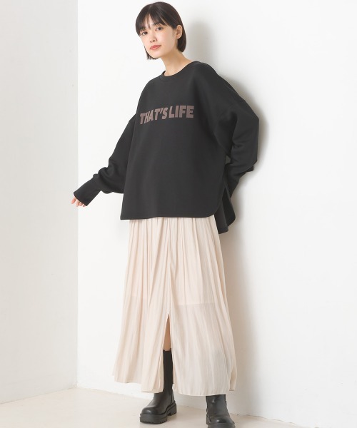 ソフトダンボールニットフロッキープリントプルオーバー（Tシャツ