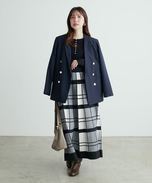 natural couture（ナチュラルクチュール）の「BIGチェックプリーツスカート（スカート・レディース・ベージュ/チャコールグレー/アイボリー/ピンク系その他/サックスブルー・FREE）」の12枚目の写真