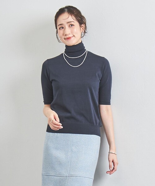 UNITED ARROWS（ユナイテッドアローズ）の「C/SI 18G タートルニット 5SL（ニット/セーター・レディース・ライトグレー/ブラウン/ネイビー・FREE）」の3枚目の写真