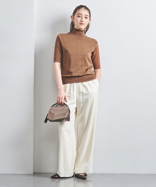 UNITED ARROWS（ユナイテッドアローズ）の「C/SI 18G タートルニット 5SL（ニット/セーター・レディース・ライトグレー/ブラウン/ネイビー・FREE）」の5枚目の写真