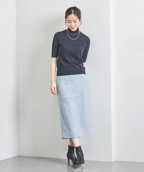 UNITED ARROWS（ユナイテッドアローズ）の「C/SI 18G タートルニット 5SL（ニット/セーター・レディース・ライトグレー/ブラウン/ネイビー・FREE）」の9枚目の写真