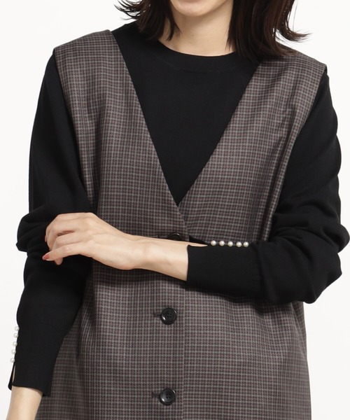 FOUND GOOD(ファウンドグッド)の「コンフォートパールニットPO(ニット/セーター・レディース・ブラック/ホワイト系5/ブルー系2/レッド系8・L/M/S)」の1枚目の写真