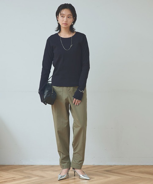 RASW（ラス）の「[RASW]機能付きテレコUネックカットソー（Tシャツ/カットソー・レディース・ブラック/オフホワイト/チャコール/オートミール・M/L）」の8枚目の写真