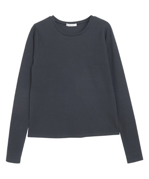 ラス RASW 機能付きテレコUネックカットソー （チャコール） RASW]機能付きテレコUネックカットソー（Tシャツ/カットソー