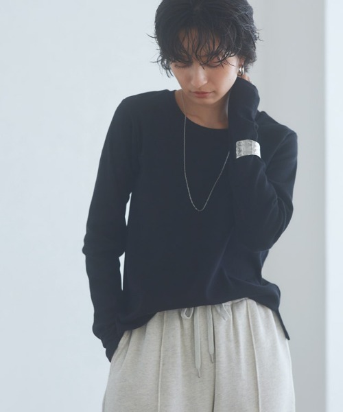 RASW（ラス）の「[RASW]機能付きテレコUネックカットソー（Tシャツ/カットソー・レディース・ブラック/オフホワイト/チャコール/オートミール・M/L）」の13枚目の写真