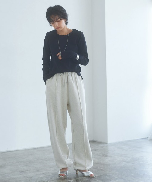 RASW（ラス）の「[RASW]機能付きテレコUネックカットソー（Tシャツ/カットソー・レディース・ブラック/オフホワイト/チャコール/オートミール・M/L）」の15枚目の写真