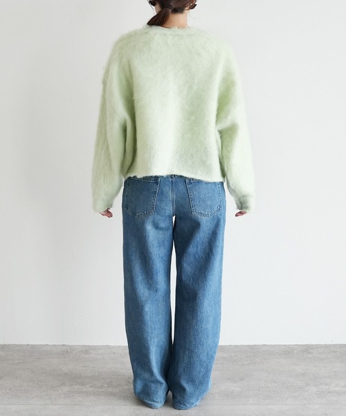 reca（レカ）の「ラクーン風ニットカーディガン（カーディガン/ボレロ・レディース・アイボリー/グリーン系その他/バーガンディー・FREE）」の8枚目の写真