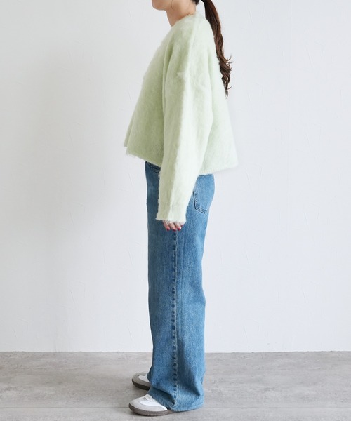 reca（レカ）の「ラクーン風ニットカーディガン（カーディガン/ボレロ・レディース・アイボリー/グリーン系その他/バーガンディー・FREE）」の7枚目の写真