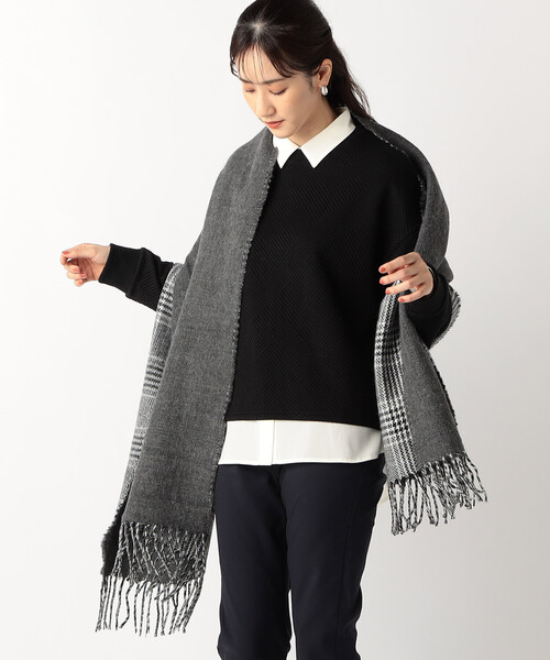 コムサ　リバーシブルウールコート　シルク混　ストール付き　定価64000 9号 コムサ リバーシブルウールコート シルク混 ストール付き 定価64000 9