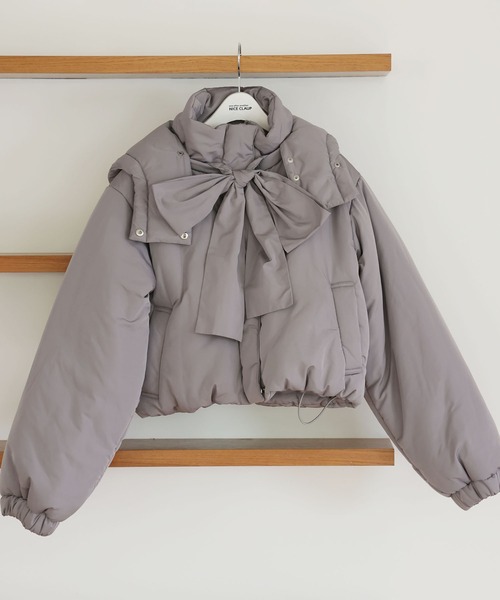 one after another NICE CLAUP（ワンアフターアナザーナイスクラップ）の「リボンフェイクダウンジャケット（ダウンジャケット/コート・レディース・ブラック系その他/グレー/アイボリー/ブラック・FREE）」の21枚目の写真