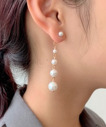 4連パールラインピアス (両耳用)