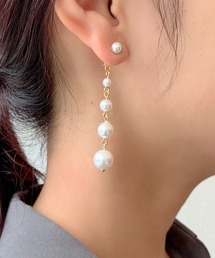 4連パールラインピアス (両耳用)