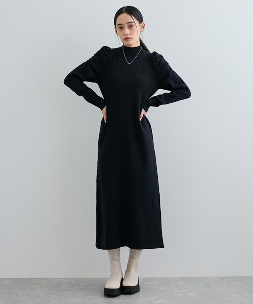 VIS（ビス）の「ボリュームスリーブニットロングワンピース（ワンピース・レディース・ブラウン/ブラック・FREE）」の18枚目の写真