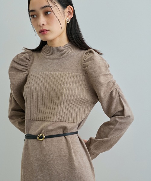 VIS（ビス）の「ボリュームスリーブニットロングワンピース（ワンピース・レディース・ブラウン/ブラック・FREE）」の10枚目の写真