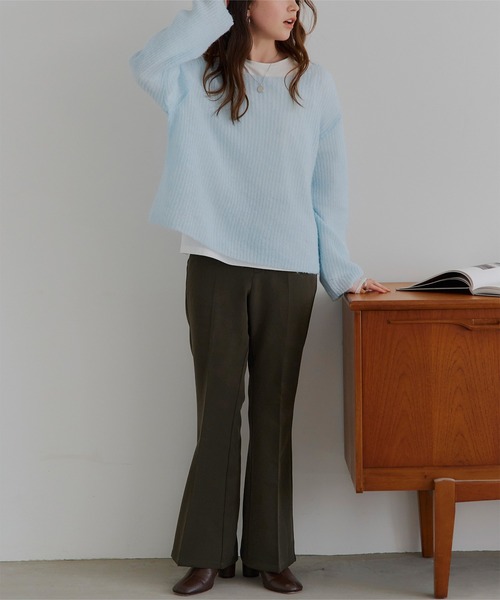 titivate（ティティベイト）の「センタープレスフレアパンツ（その他パンツ・レディース・ブラック/グレイッシュベージュ/アイボリー/ピンクベージュ/ブラウン・M）」の7枚目の写真