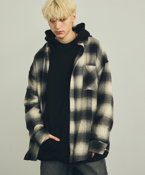 Shoowtime（ショウタイム）の「フランネルオンブレチェック長袖シャツ（シャツ/ブラウス・メンズ・ブラック系・X-LARGE/LARGE/MEDIUM）」の11枚目の写真