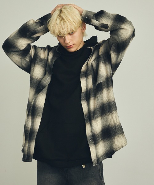 Shoowtime（ショウタイム）の「フランネルオンブレチェック長袖シャツ（シャツ/ブラウス・メンズ・ブラック系・X-LARGE/LARGE/MEDIUM）」の12枚目の写真