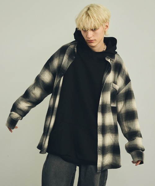 Shoowtime（ショウタイム）の「フランネルオンブレチェック長袖シャツ（シャツ/ブラウス・メンズ・ブラック系・X-LARGE/LARGE/MEDIUM）」の14枚目の写真