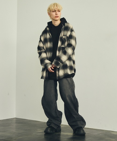 Shoowtime（ショウタイム）の「フランネルオンブレチェック長袖シャツ（シャツ/ブラウス・メンズ・ブラック系・X-LARGE/LARGE/MEDIUM）」の4枚目の写真