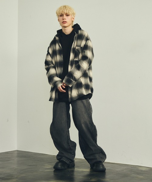 Shoowtime（ショウタイム）の「フランネルオンブレチェック長袖シャツ（シャツ/ブラウス・メンズ・ブラック系・X-LARGE/LARGE/MEDIUM）」の5枚目の写真