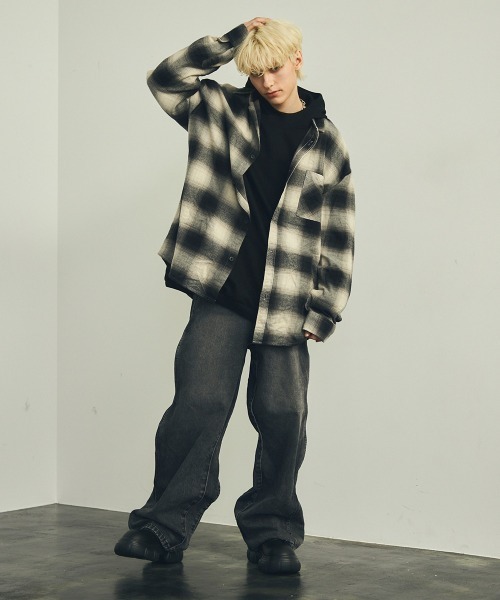 Shoowtime（ショウタイム）の「フランネルオンブレチェック長袖シャツ（シャツ/ブラウス・メンズ・ブラック系・X-LARGE/LARGE/MEDIUM）」の7枚目の写真