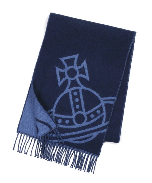 Vivienne Westwood ACCESSORIES(ヴィヴィアンウエストウッドアクセサリー)の「ビッグORB メンズマフラー【249993 769M】(マフラー・メンズ・ネイビー/チャコールグレー/ワイン・FREE)」の2枚目の写真