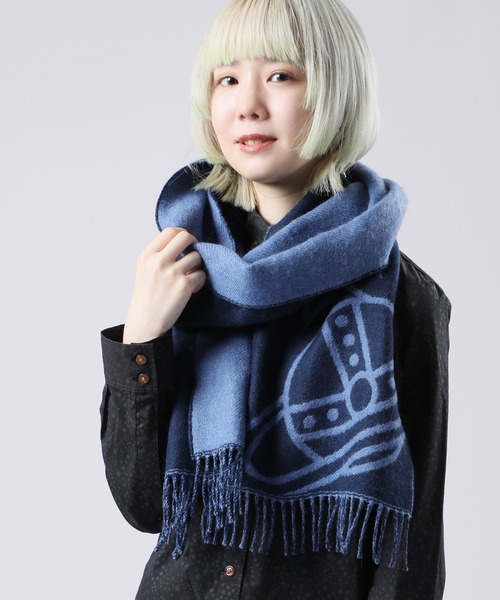 Vivienne Westwood ACCESSORIES(ヴィヴィアンウエストウッドアクセサリー)の「ビッグORB メンズマフラー【249993 769M】(マフラー・メンズ・ネイビー/チャコールグレー/ワイン・FREE)」の10枚目の写真