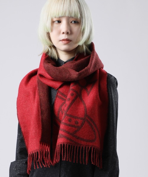 Vivienne Westwood ACCESSORIES(ヴィヴィアンウエストウッドアクセサリー)の「ビッグORB メンズマフラー【249993 769M】(マフラー・メンズ・ネイビー/チャコールグレー/ワイン・FREE)」の4枚目の写真