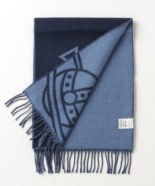 Vivienne Westwood ACCESSORIES(ヴィヴィアンウエストウッドアクセサリー)の「ビッグORB メンズマフラー【249993 769M】(マフラー・メンズ・ネイビー/チャコールグレー/ワイン・FREE)」の5枚目の写真