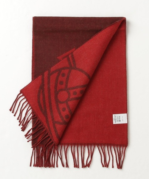 Vivienne Westwood ACCESSORIES(ヴィヴィアンウエストウッドアクセサリー)の「ビッグORB メンズマフラー【249993 769M】(マフラー・メンズ・ネイビー/チャコールグレー/ワイン・FREE)」の7枚目の写真