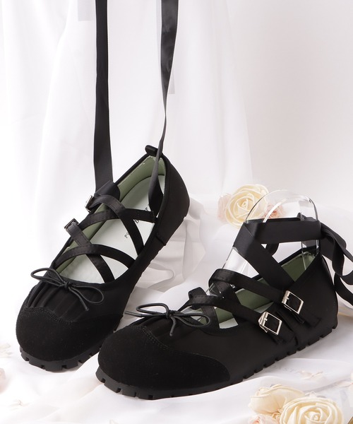 美品✨ダンスコ ストラップ 厚底 バレエシューズ レザー ブラック 38 美品✨ダンスコ ストラップ 厚底 バレエシューズ レザー