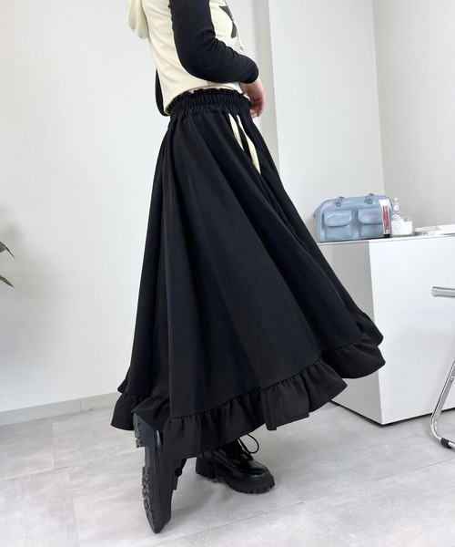 sevens(セブンズ)の「【sevens】SK 裾フリルジャージロングスカート(スカート・レディース・ブラック/ブラウン・FREE)」の5枚目の写真